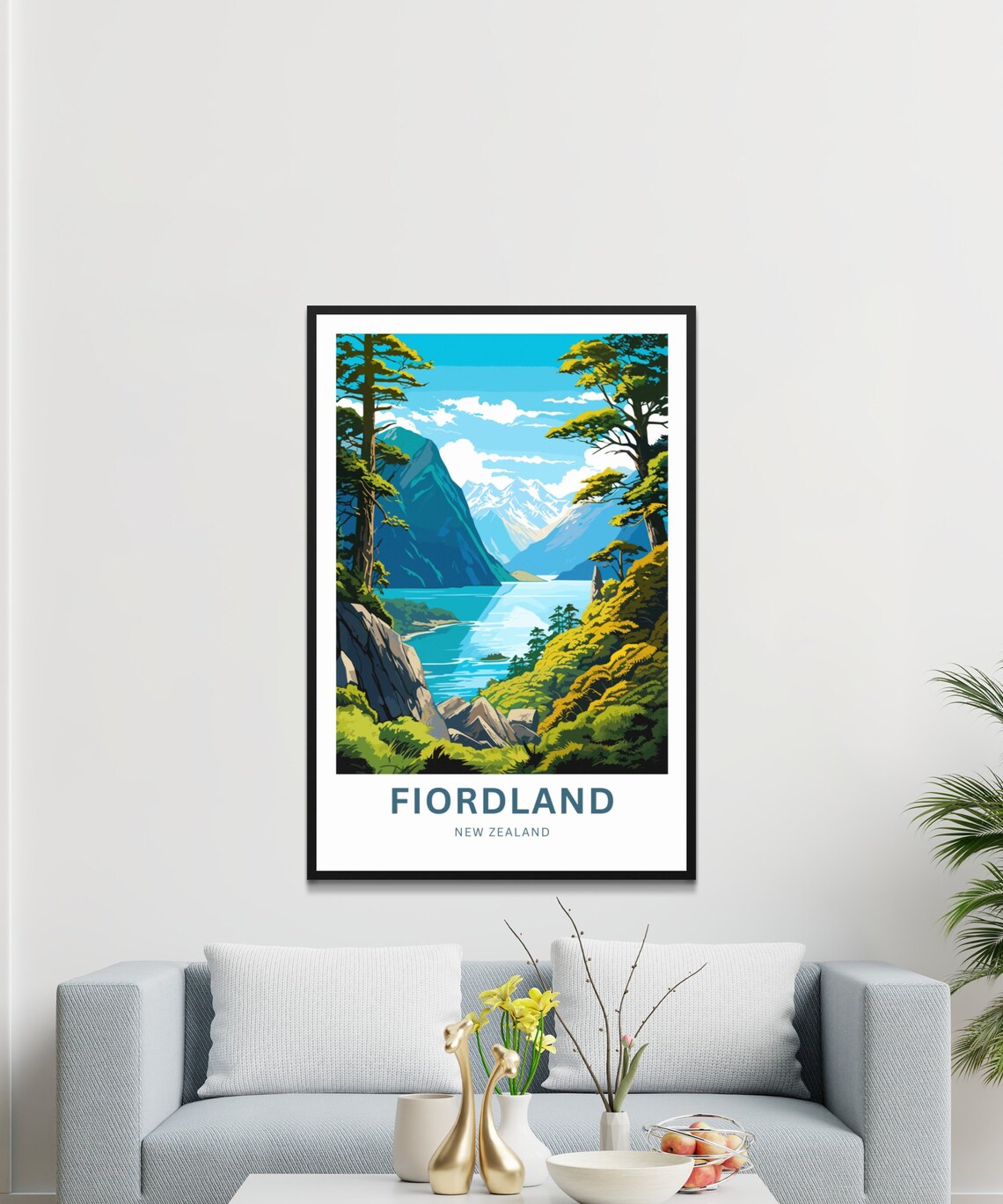 Fiordland New Zealand Fiord Valley Pine Trees Personalized Poster - Image 3