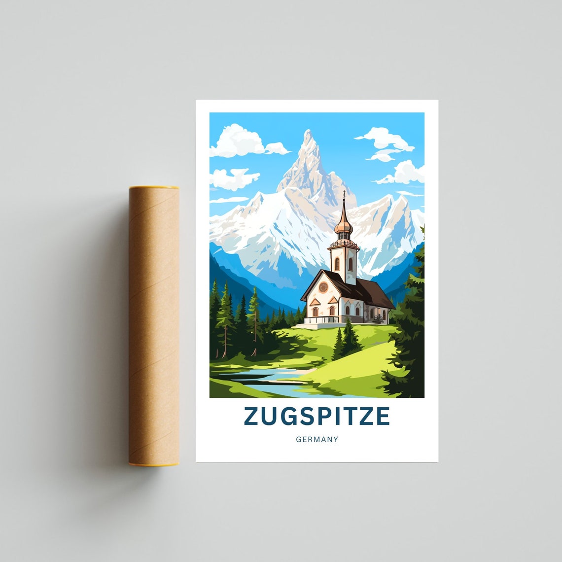 Zugspitze Germany Alpine Church Mountain Peak Custom Art Poster - Image 4