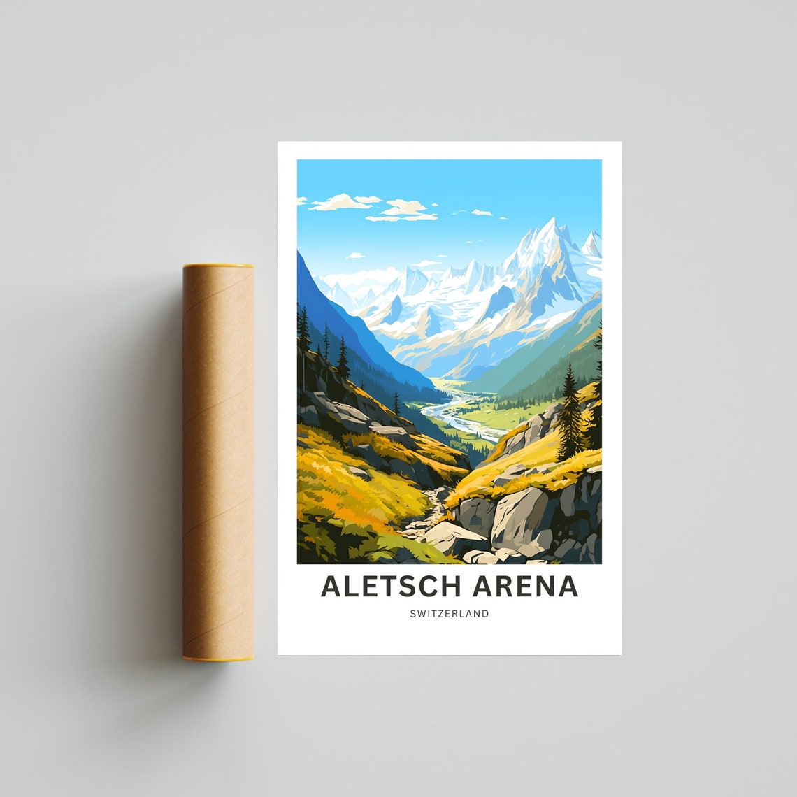 Aletsch Arena Switzerland Alpine Glacier Valley Summer Poster - Image 4