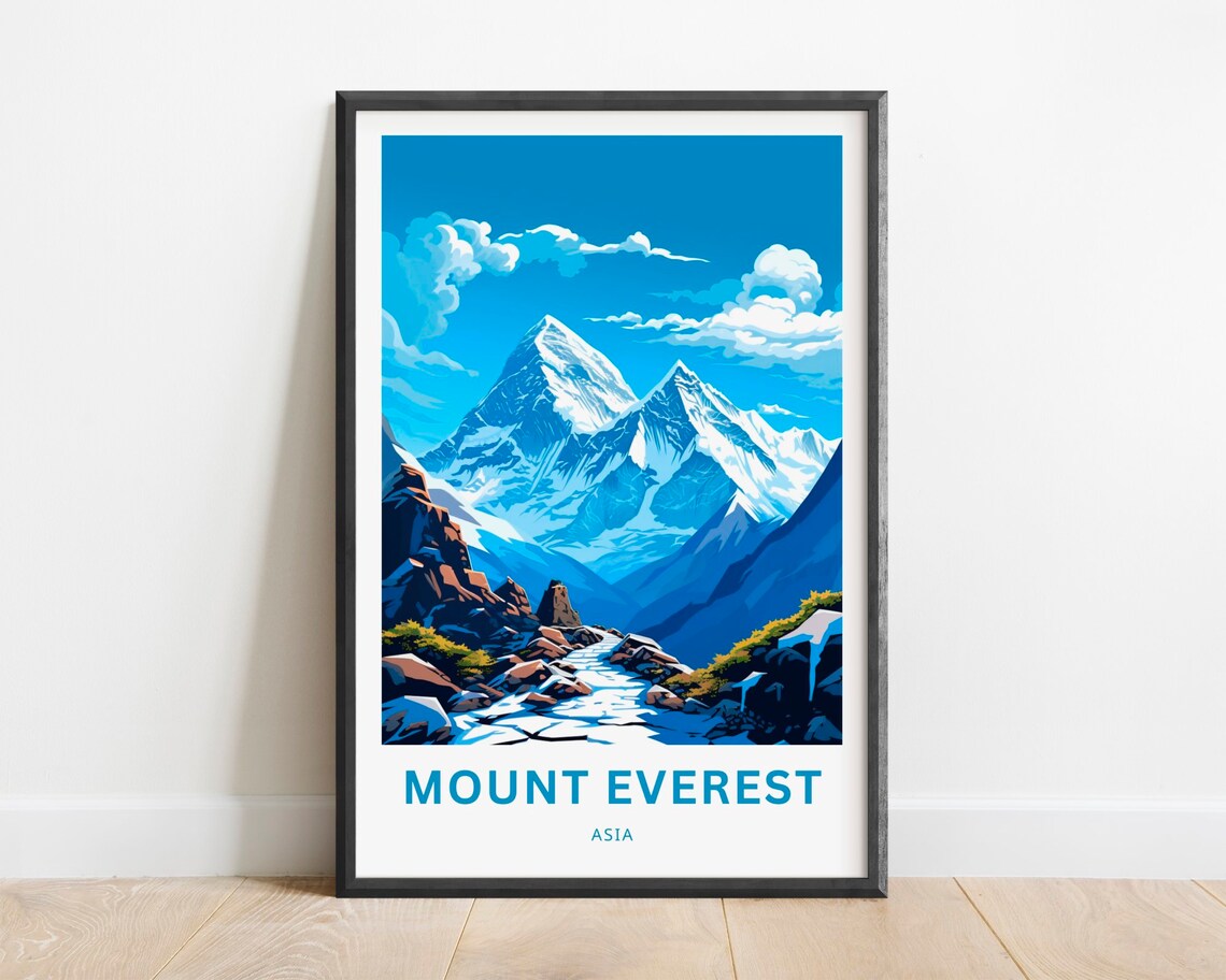 Mount Everest Asia Snow Peaks Glacier Mountain Valley Travel Poster