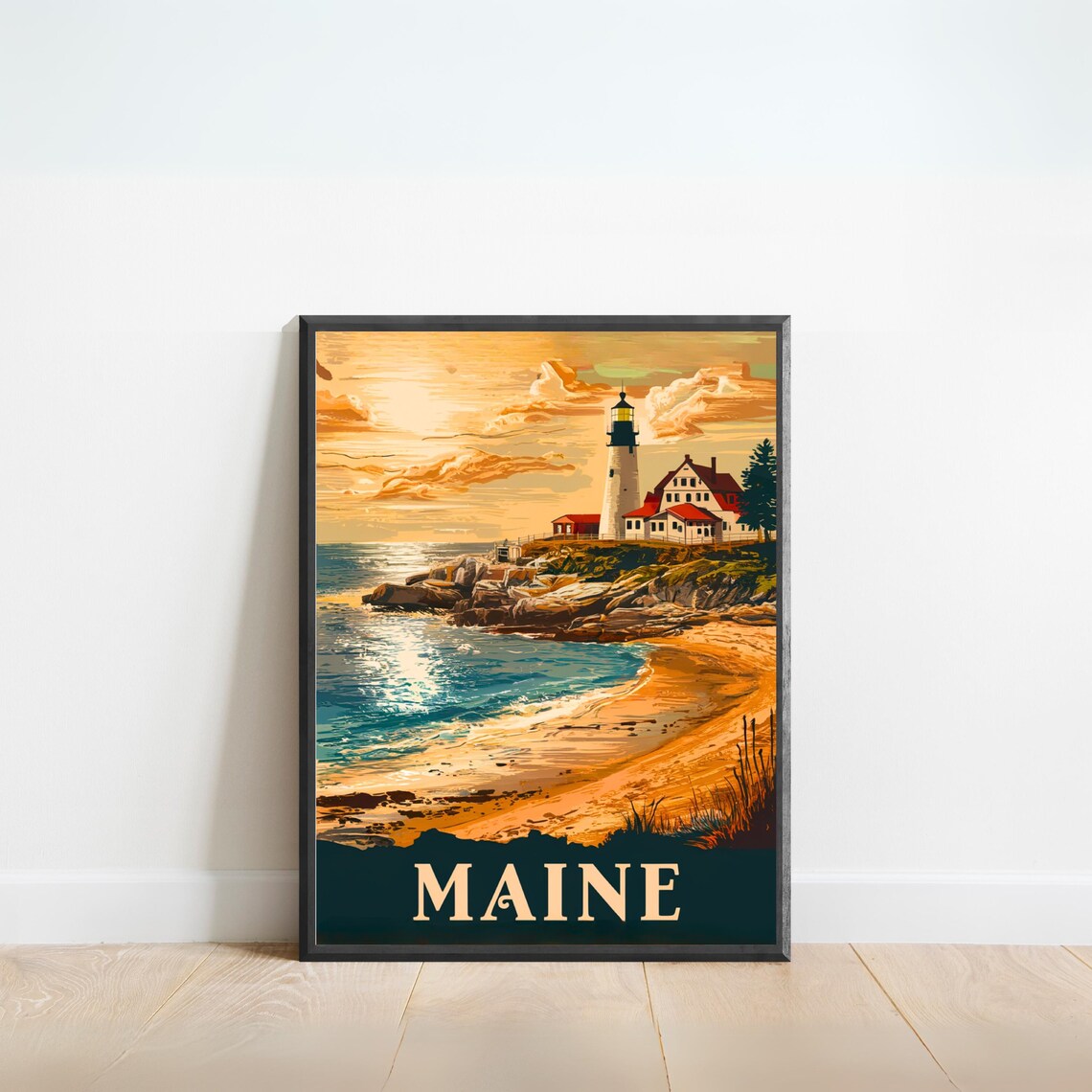 Maine Vintage Travel Poster, United States Travel Poster