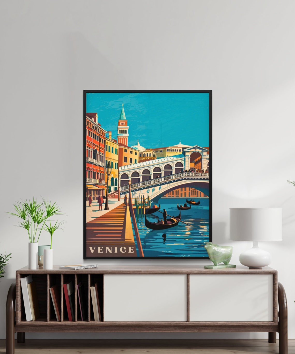 Venice Rialto Bridge St Marks Campanile Canal Vintage Travel Poster - Image 2