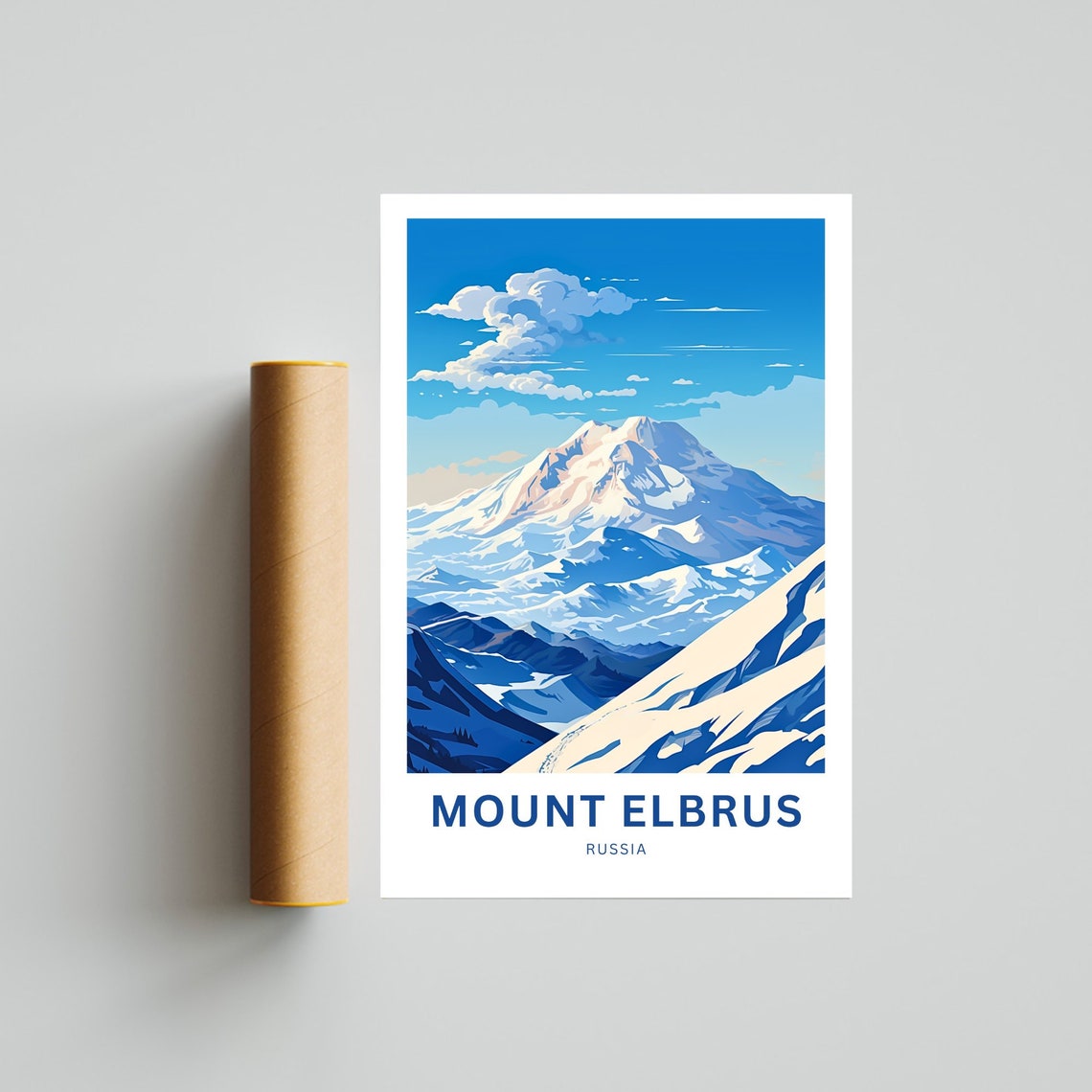 Mount Elbrus Russia Snow Peak Summit Custom Travel Art Poster - Image 4