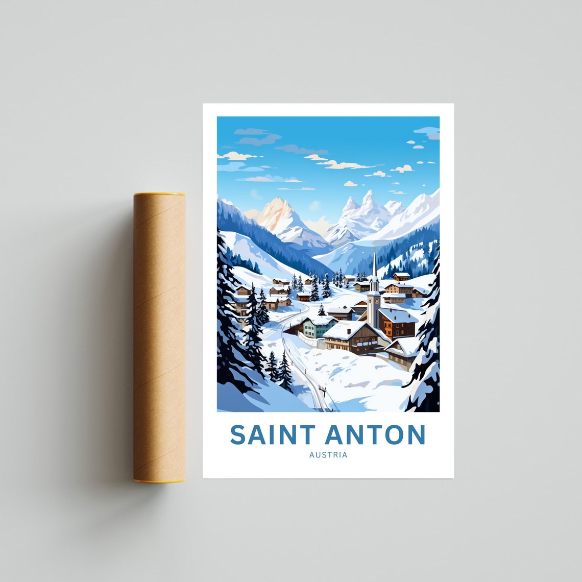 Saint Anton Austria Alpine Ski Village Snow Personalized Poster - Image 4