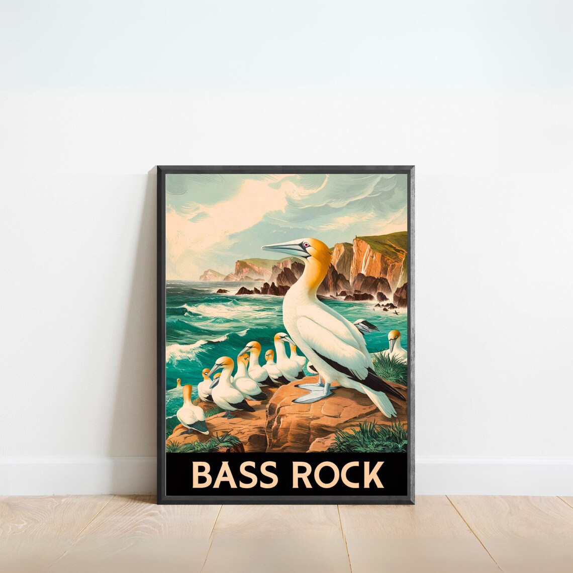 Bass Rock Scotland Northern Gannets Seabird Colony Travel Poster