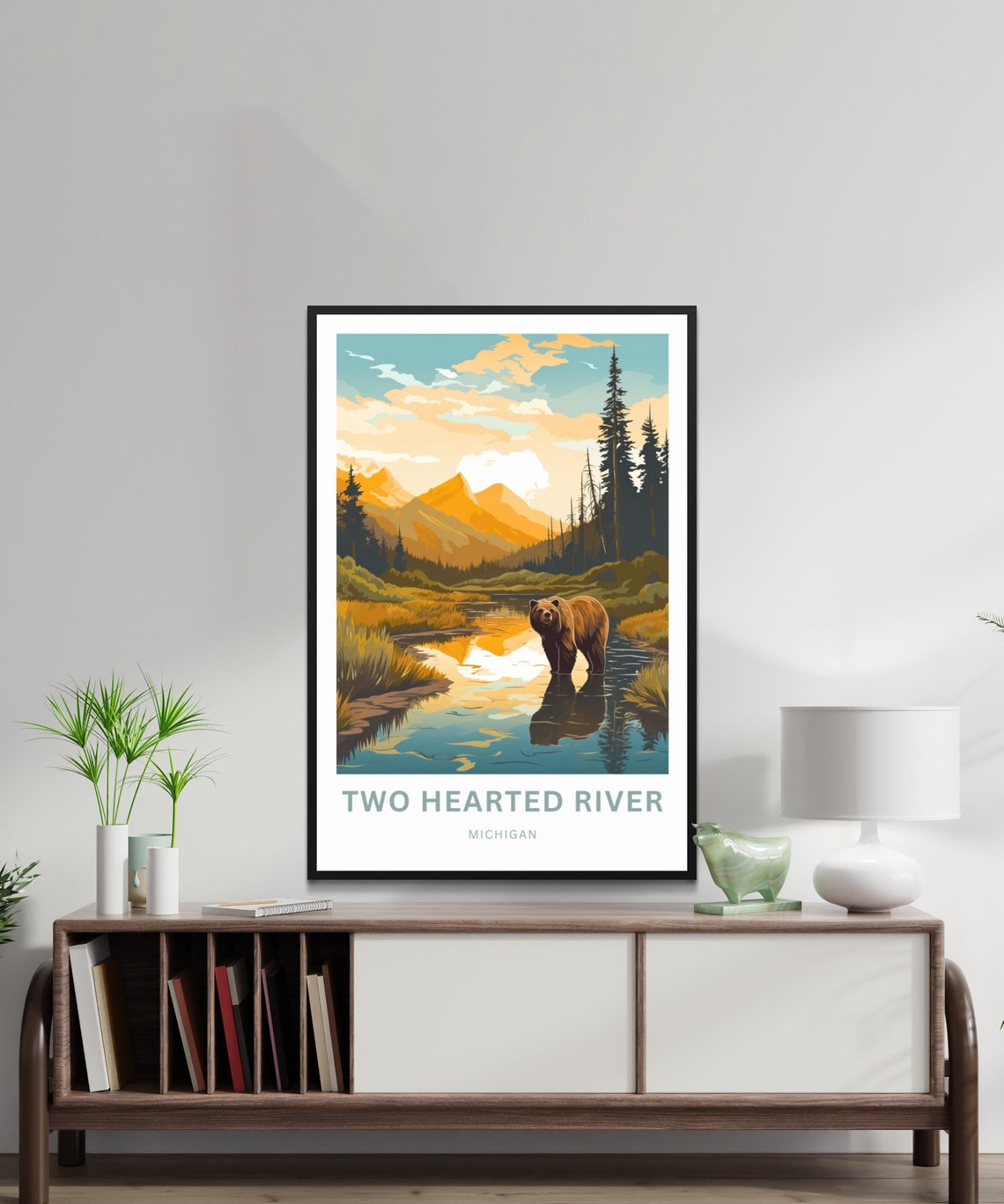 Two Hearted River Michigan Bear River Personalized Wildlife Poster - Image 3