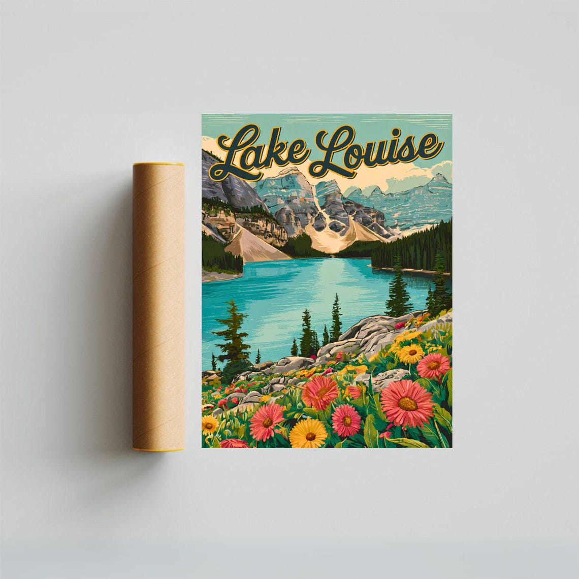 Lake Louise Canada Turquoise Lake Wildflower Meadow Vintage Poster - Image 3