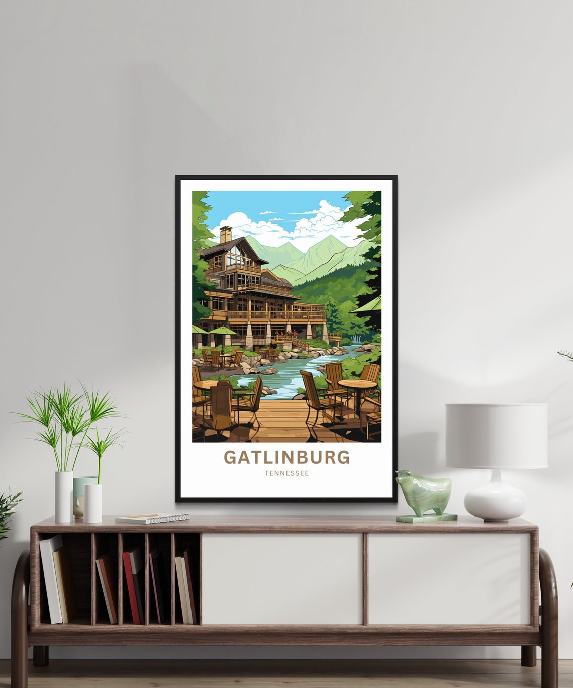Gatlinburg Tennessee Riverside Lodge Mountain Deck Retreat Poster - Image 3