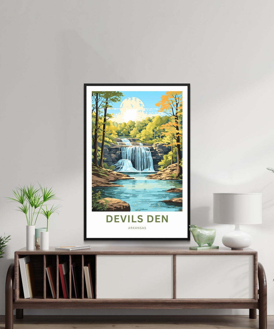 Devils Den Arkansas Sunrise Waterfall Autumn Forest Travel Poster - Image 2