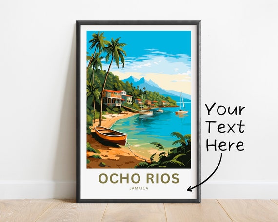 Personalized Ocho Rios Travel Print Ocho Rios Poster Jamaica Wall Art Framed Present Gift United States Present
