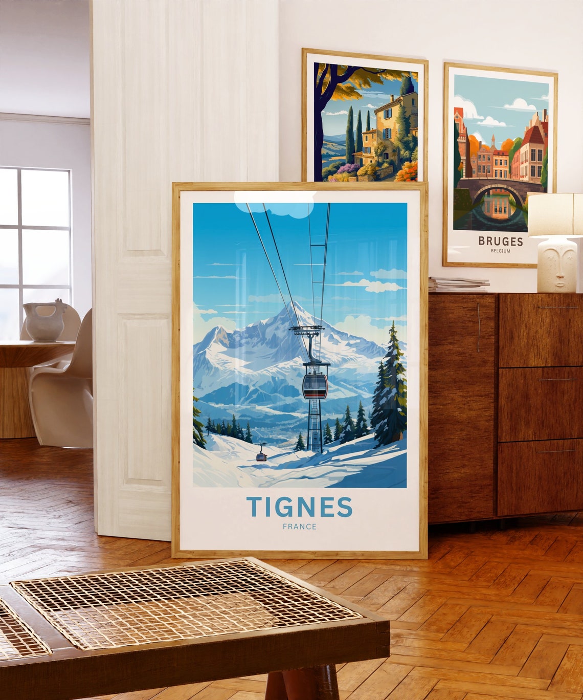 Tignes France Ski Gondola Snowy Peaks Personalized Travel Poster - Image 5
