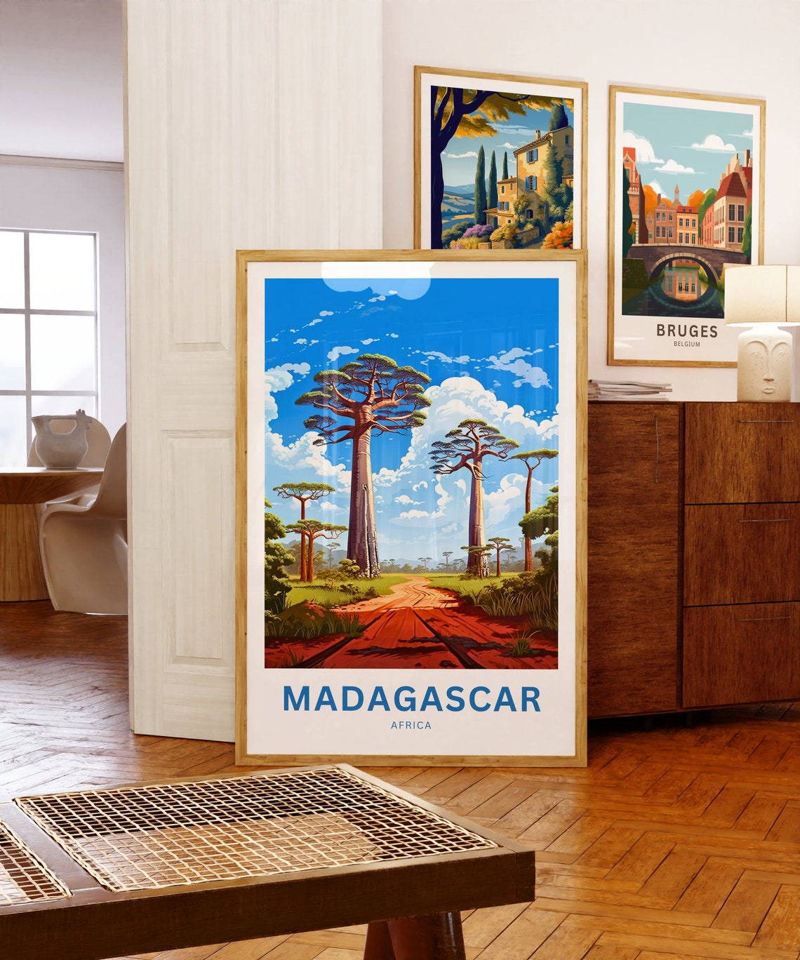 Madagascar Africa Personalized Baobab Trees Red Road Travel Poster - Image 5