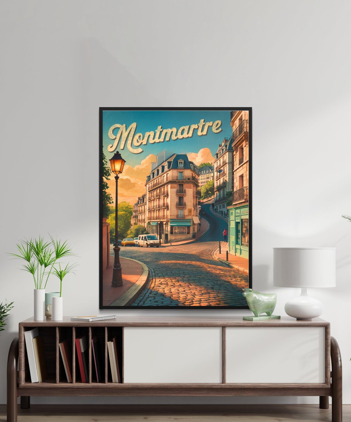 Montmartre Paris Vintage Cobblestone Street Scene Travel Poster - Image 3