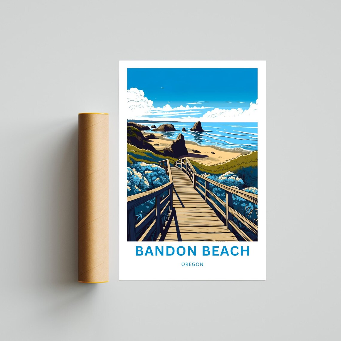 Personalized Bandon Beach Travel Poster, Oregon - Image 4