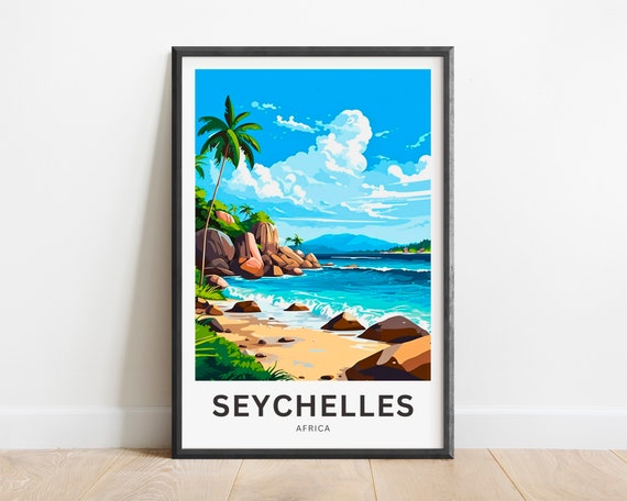 Seychelles Travel Print Seychelles Poster Africa Wall Art Framed Present Gift Africa Present