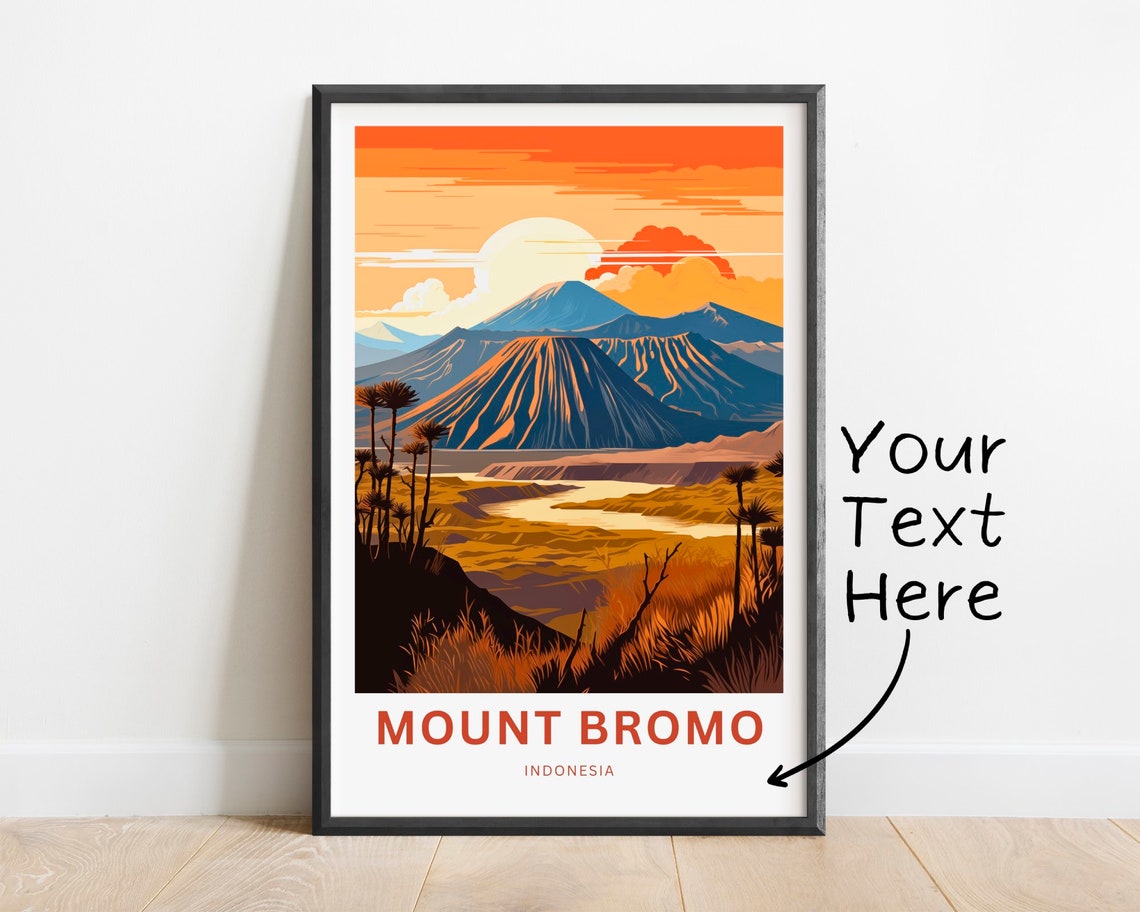 Personalized Mount Bromo Indonesia Golden Sunrise Custom Text Poster