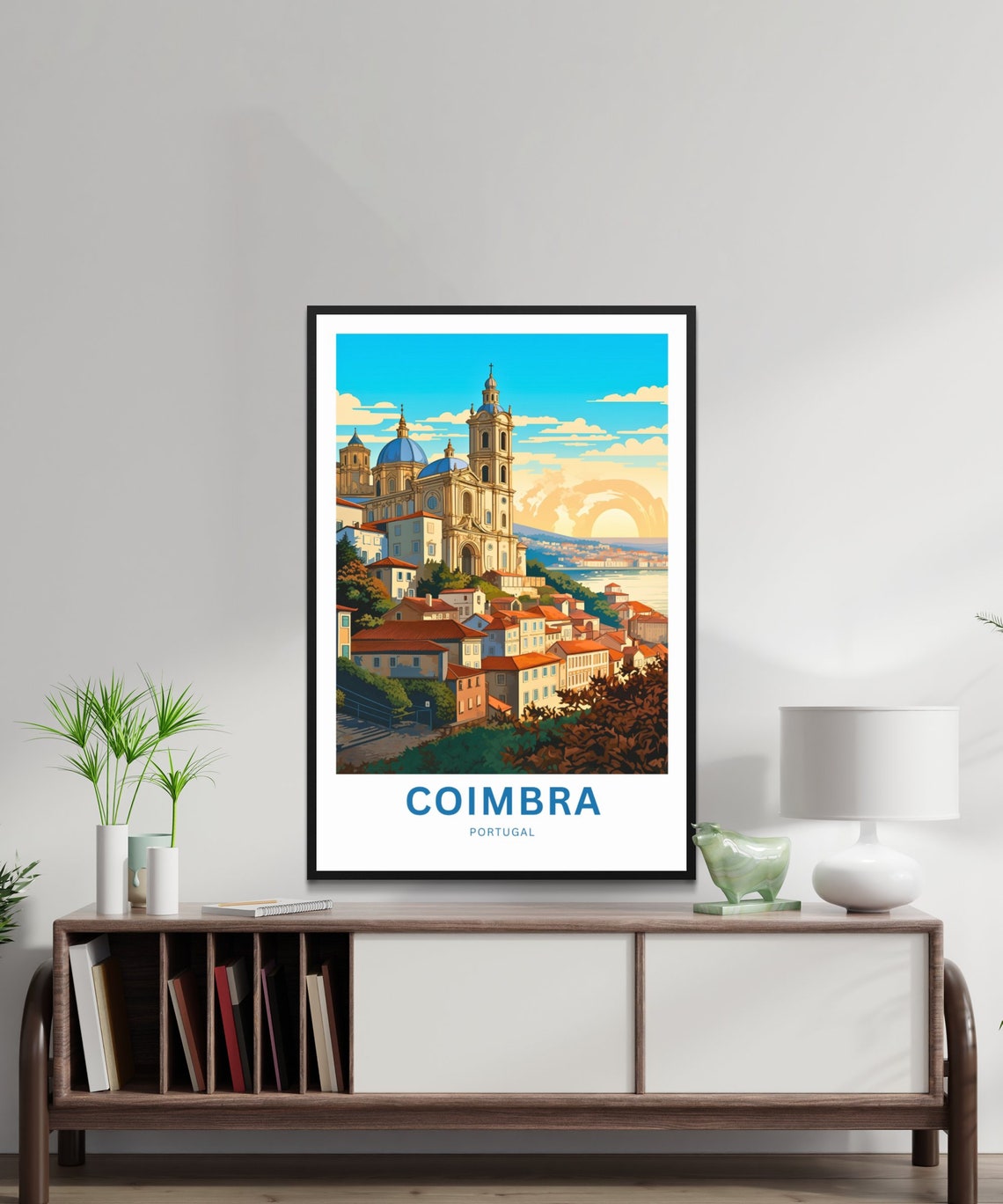 Coimbra Portugal Cathedral Hill Old Town Custom Text Travel Poster - Image 2
