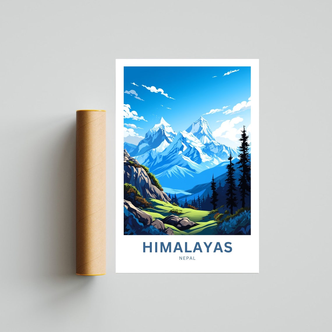 Himalayas Nepal Snow Capped Peaks Alpine Pine Forest Travel Poster - Image 4