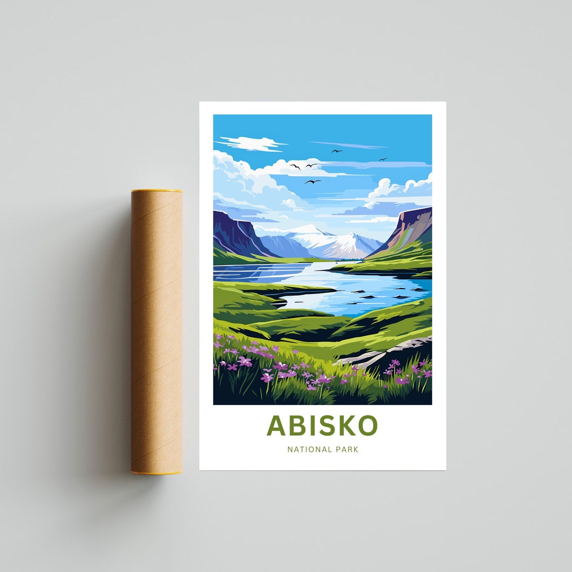 Abisko National Park Green Valley River Snowcapped Peak Poster - Image 4