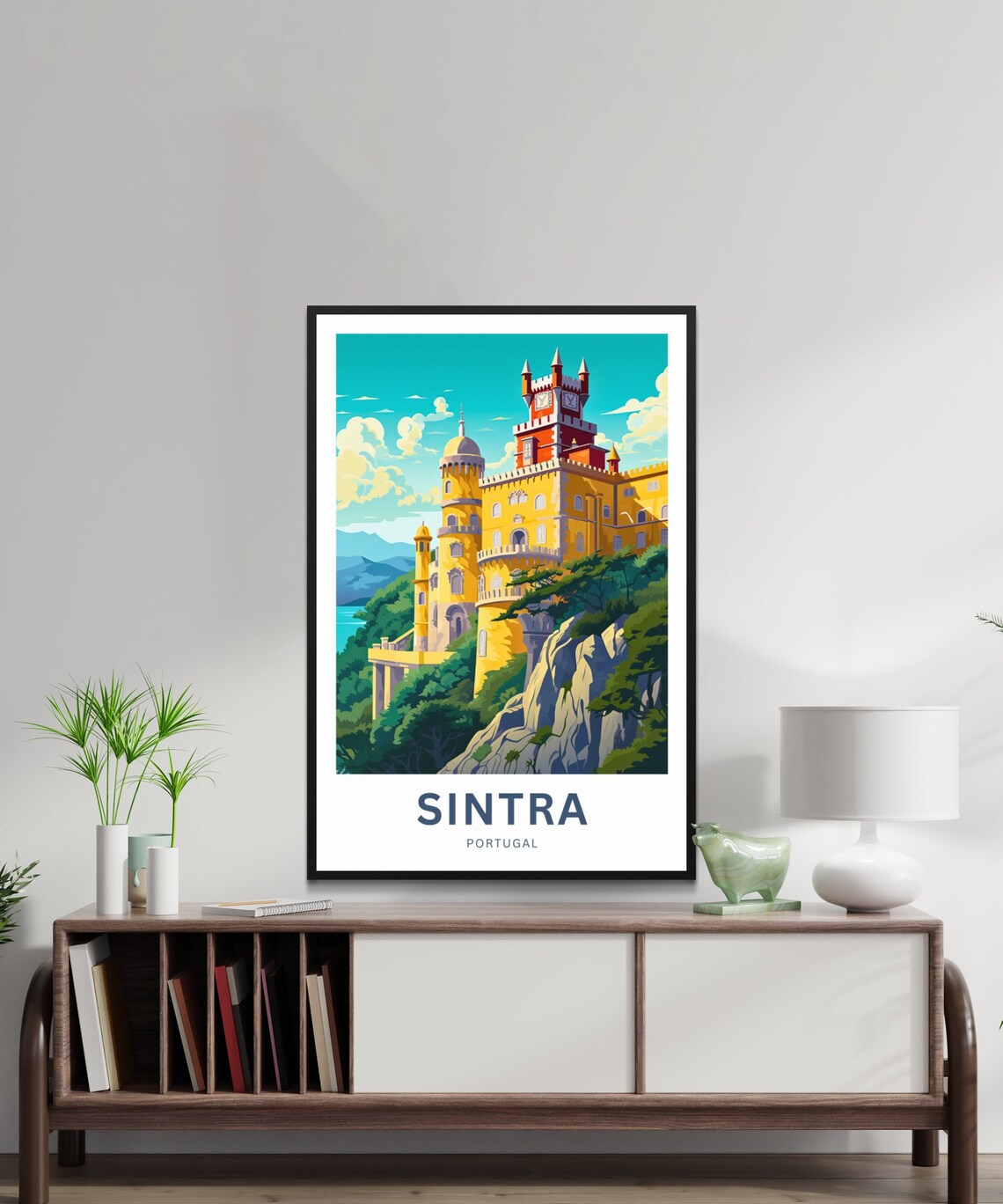 Sintra Portugal Travel Poster with Colorful Pena Palace on the Hill - Image 2