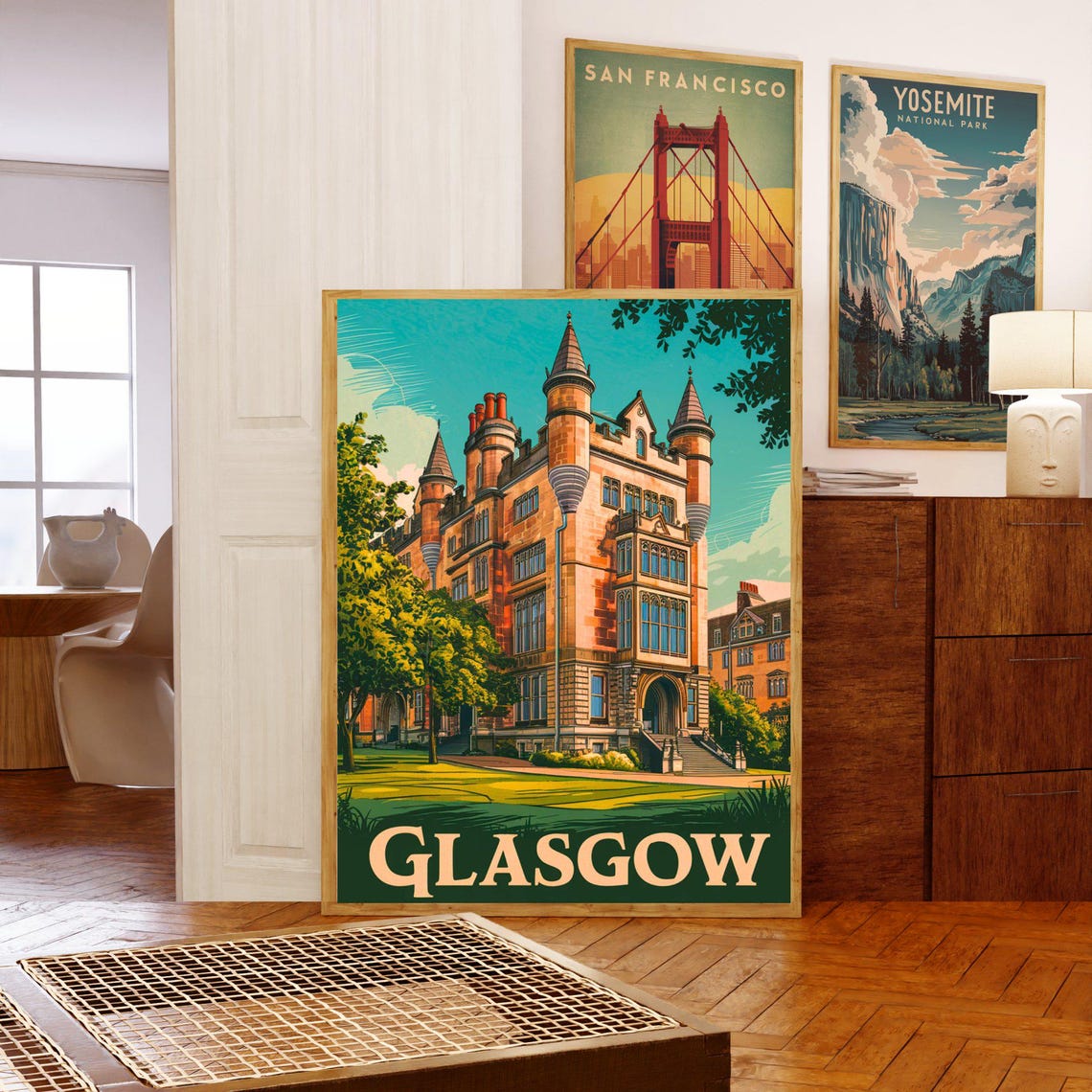 Glasgow Scotland University Historic Architecture Travel Poster - Image 5