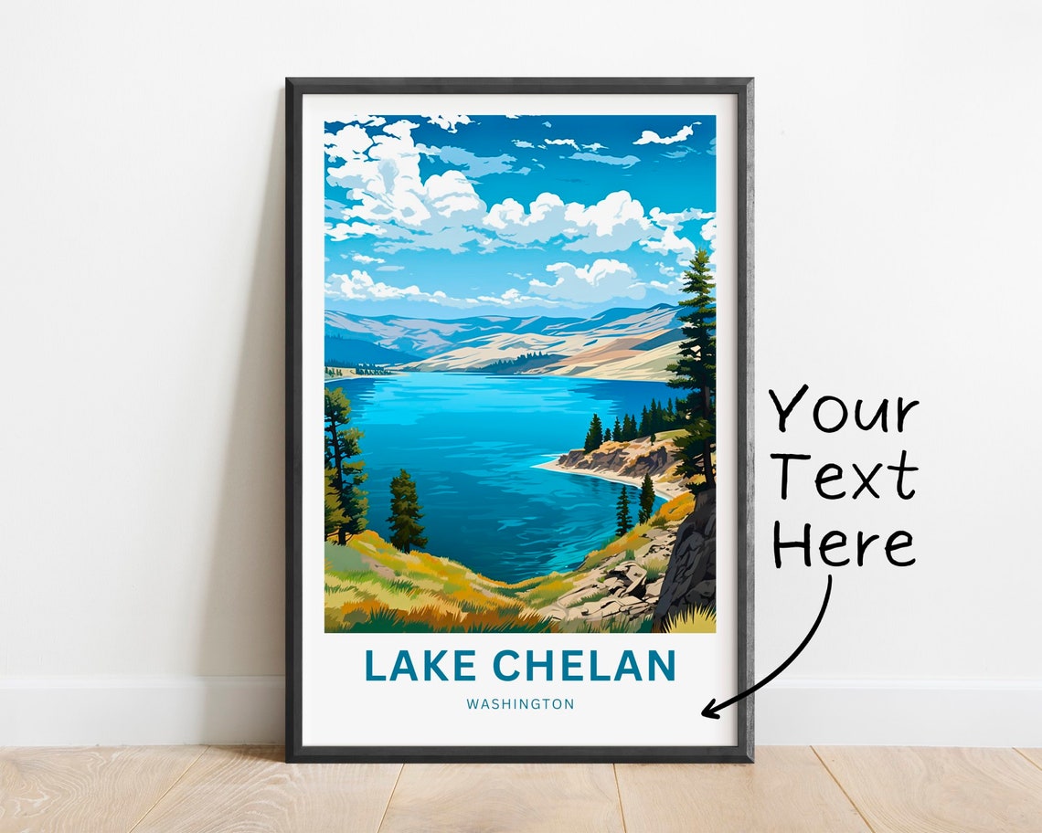 Personalized Lake Chelan Washington Blue Lake Hills Vista Poster