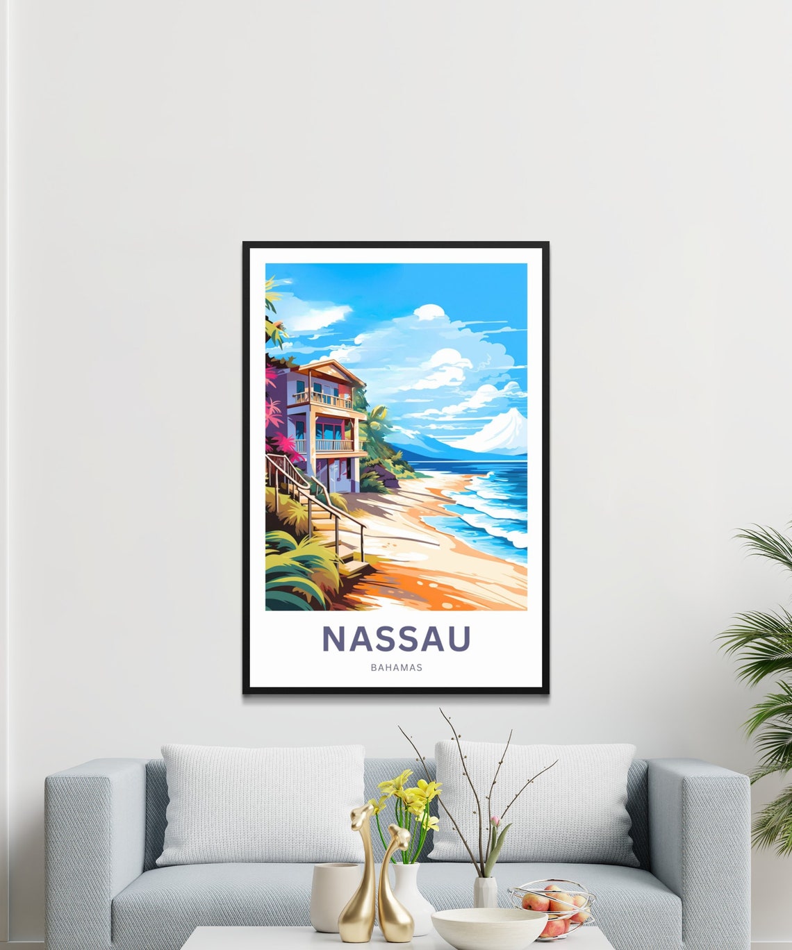 Nassau Travel Print Nassau Poster Bahamas Wall Art Framed Present Gift Bahamas Present - Image 2