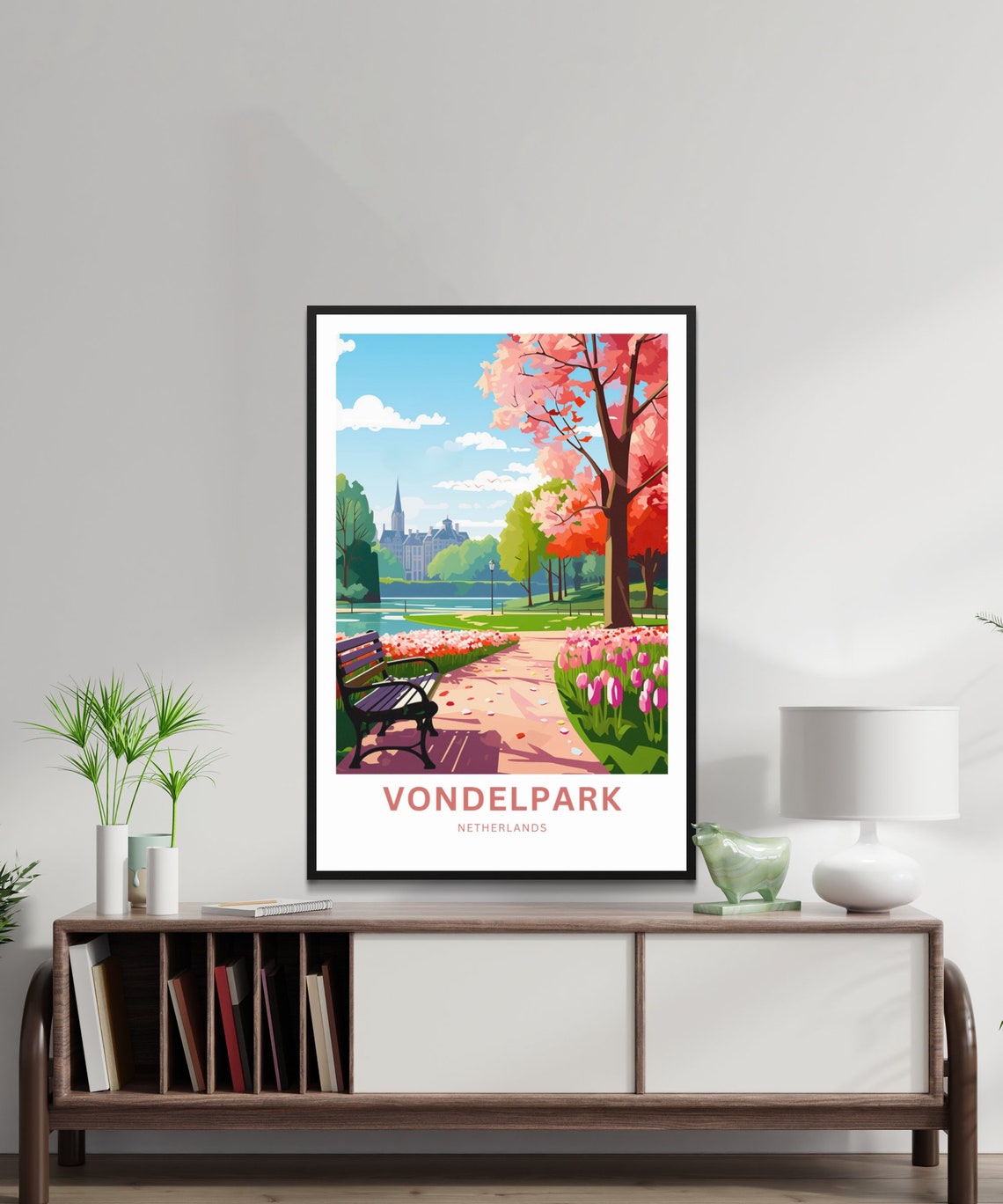 Vondelpark Netherlands Tulip Garden Spring Custom Travel Poster - Image 2