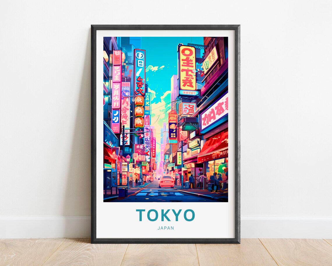 Tokyo Japan Anime Street Signs Colorful Pop Art Travel Poster