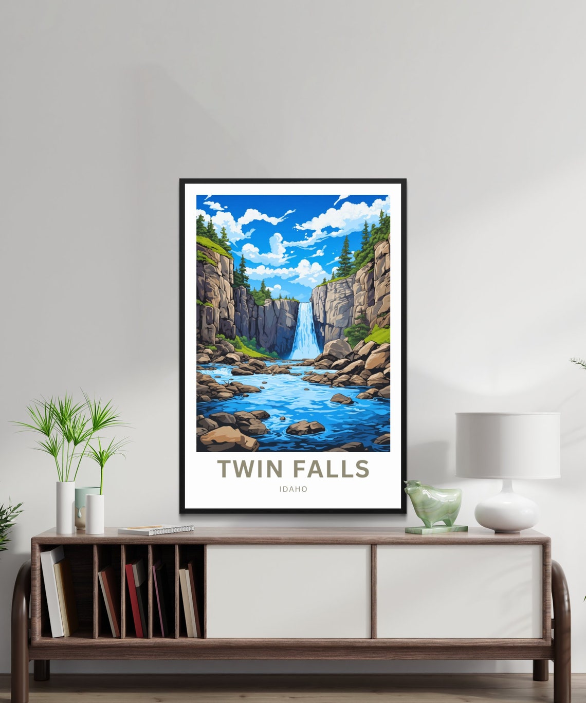 Twin Falls Idaho Majestic Canyon Waterfall Rocky Gorge Poster - Image 2