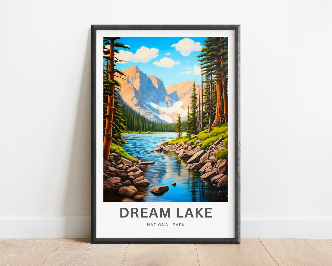 Dream Lake National Park Rocky Mountain Alpine Water Travel Poster