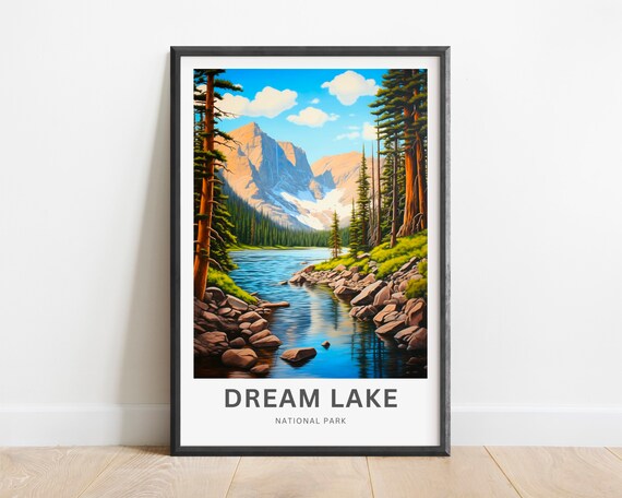 Dream Lake National Park Rocky Mountain Alpine Water Travel Poster