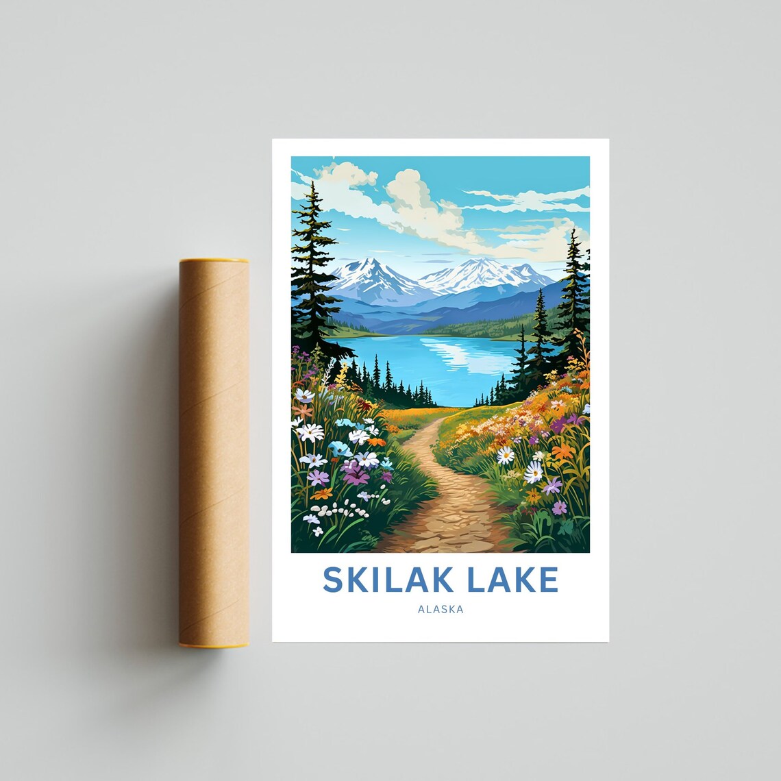 Skilak Lake Alaska Wildflower Trail to Turquoise Water Poster - Image 4