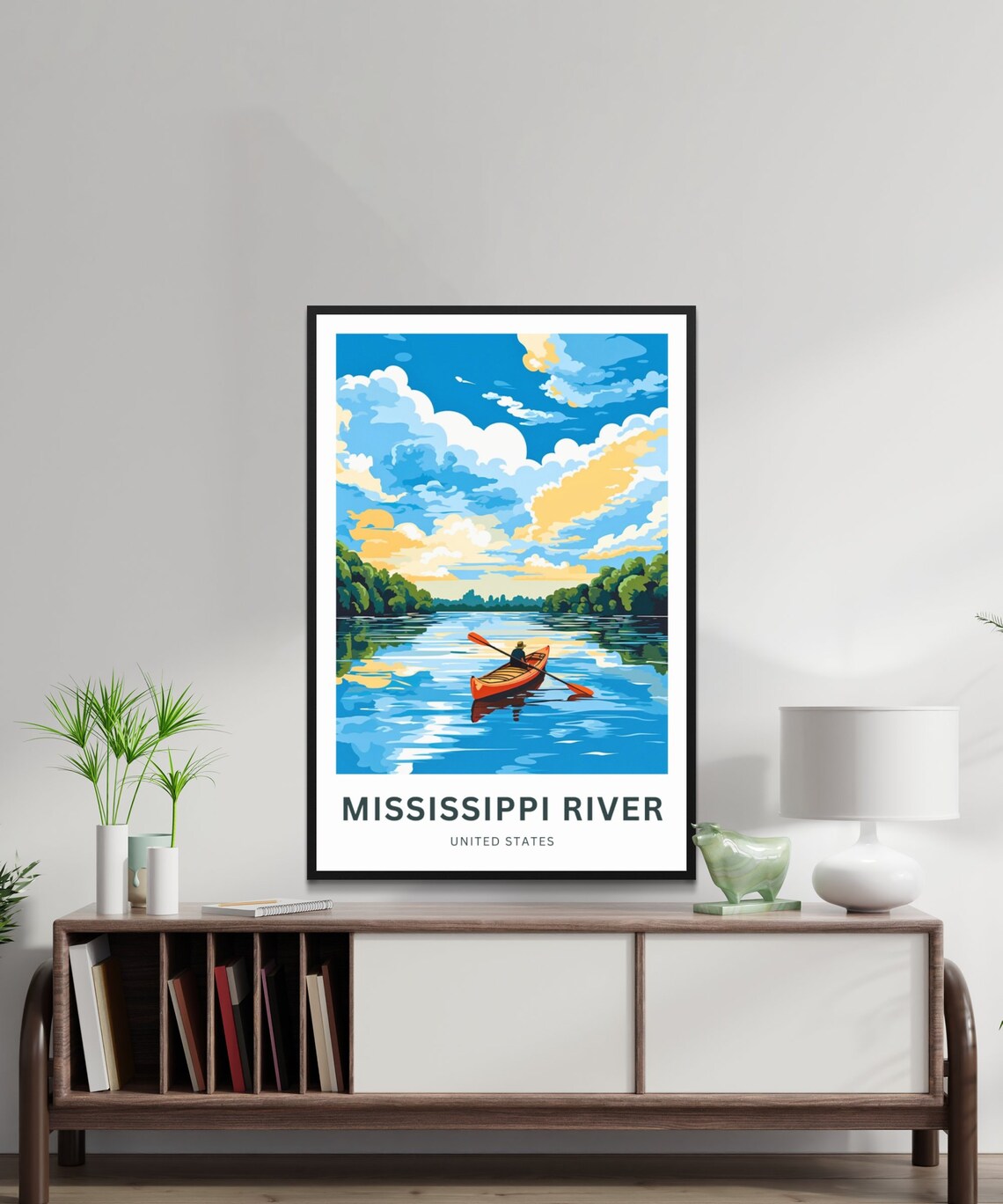 Mississippi River Sunset Kayak Scene Vintage American Travel Poster - Image 2