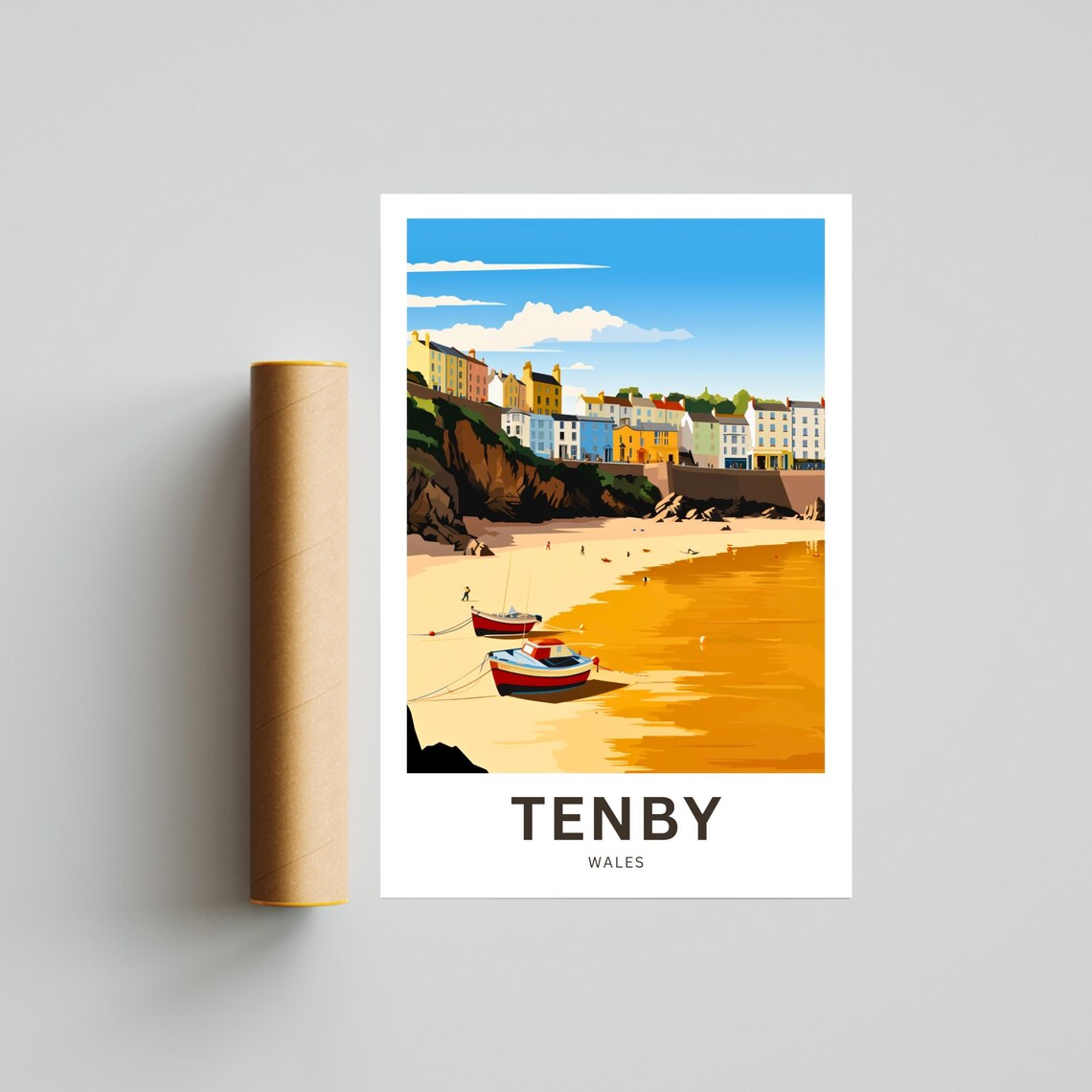 Tenby Wales Golden Beach Fishing Boats Vintage Travel Poster Gift - Image 4