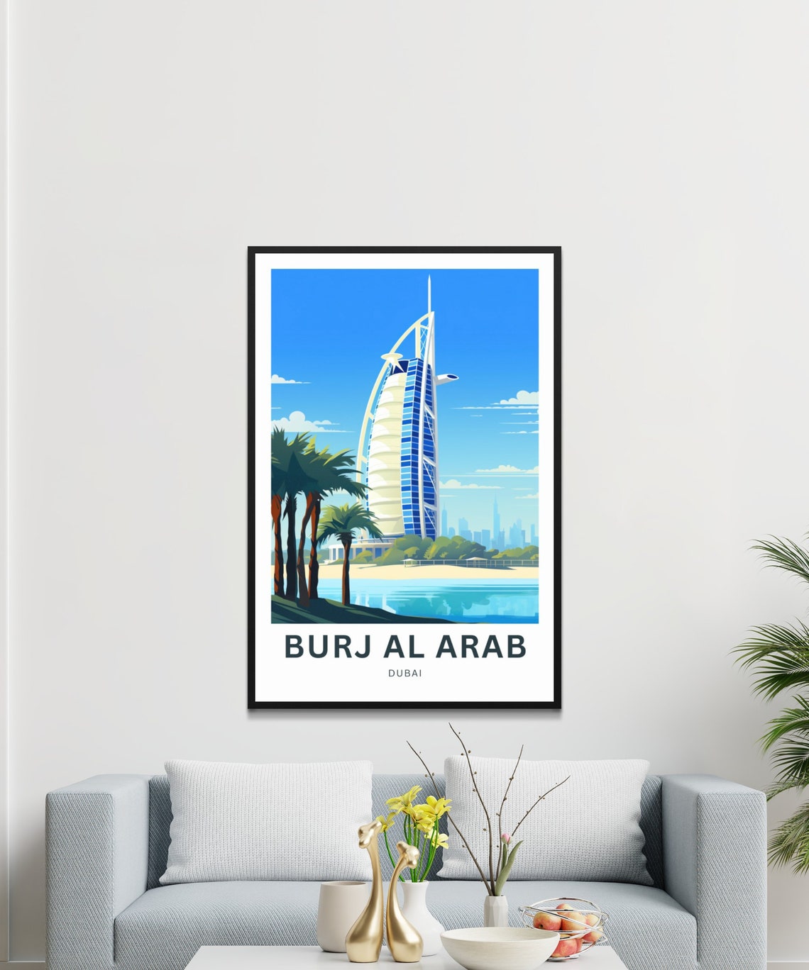 Burj Al Arab Dubai Sail Hotel Beach Palms Vintage Travel Poster - Image 3
