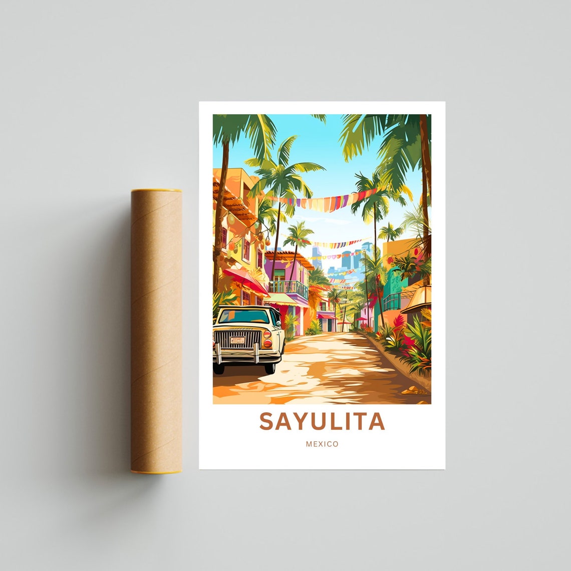 Personalized Sayulita Travel Print Sayulita Poster Mexico Wall Art Framed Present Gift Mexico Present - Image 3