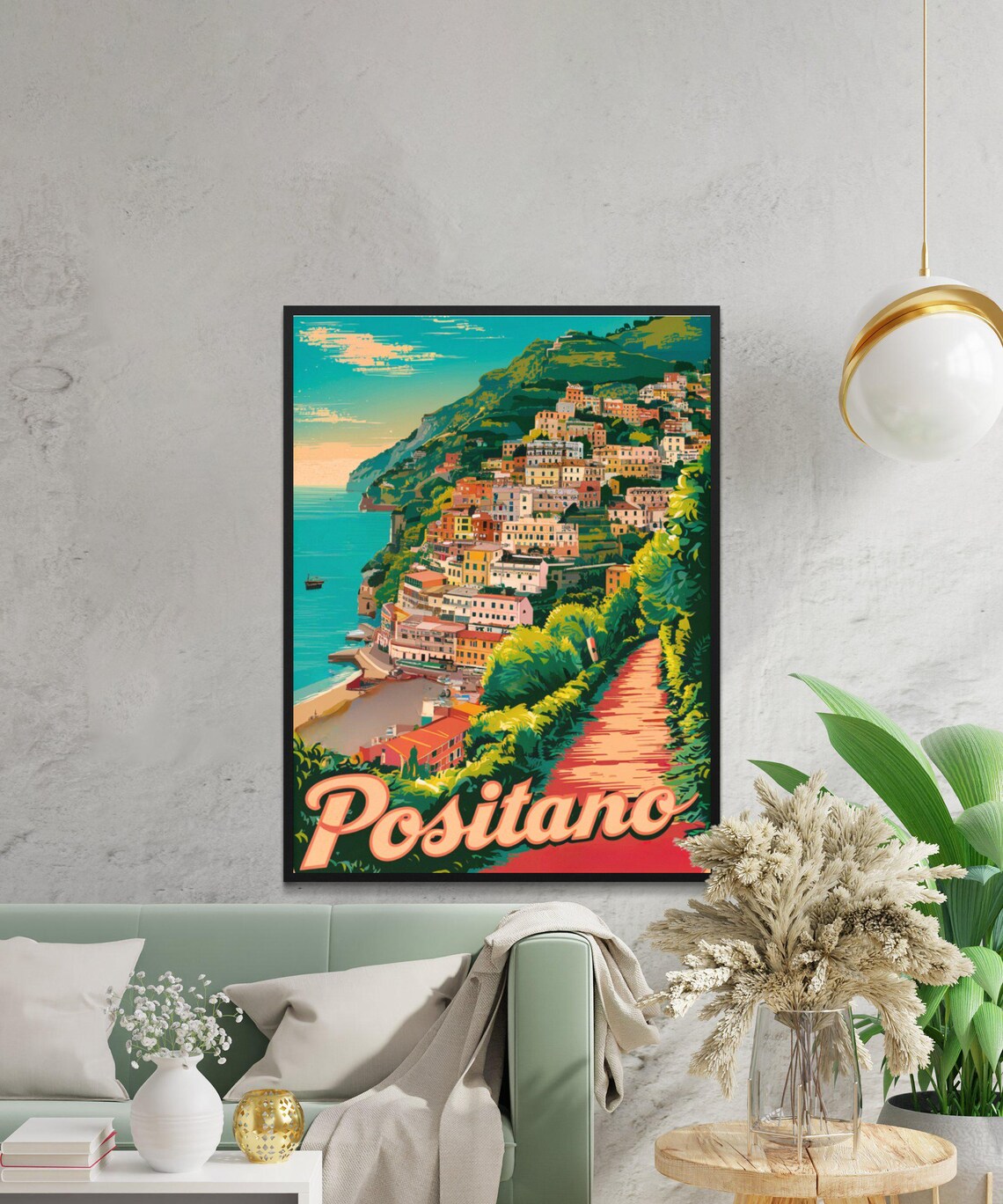 Positano Italy Amalfi Coast Cliffside Town Vintage Travel Poster - Image 3