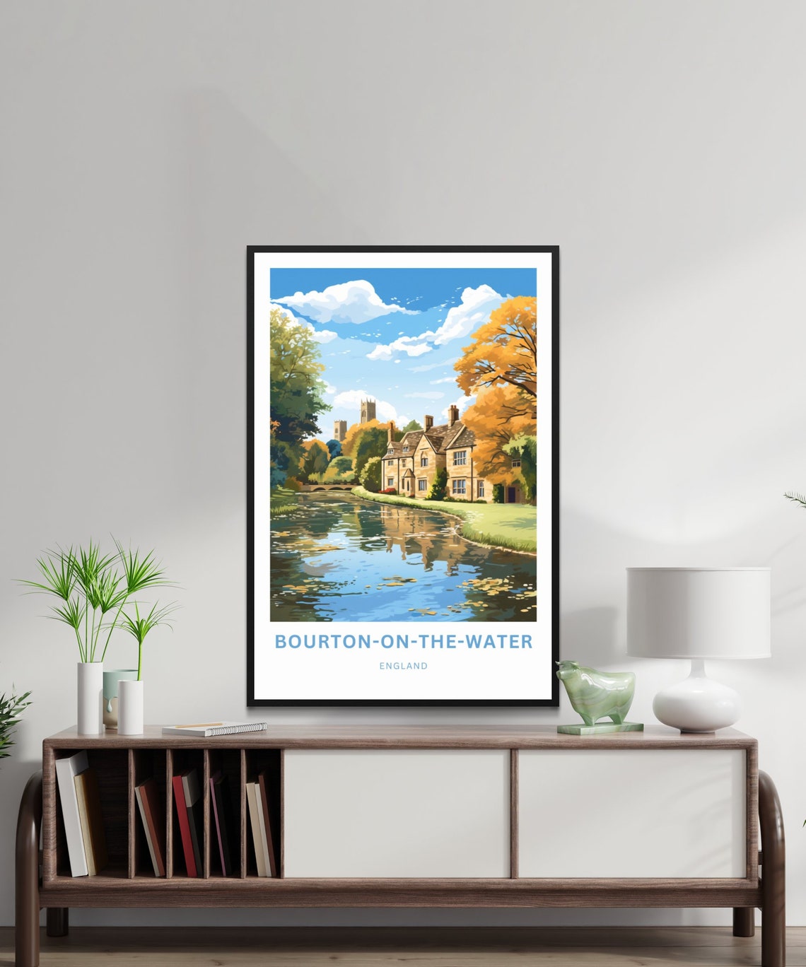 Personalized Bourton on the Water Cotswolds Travel Poster with Text - Image 2