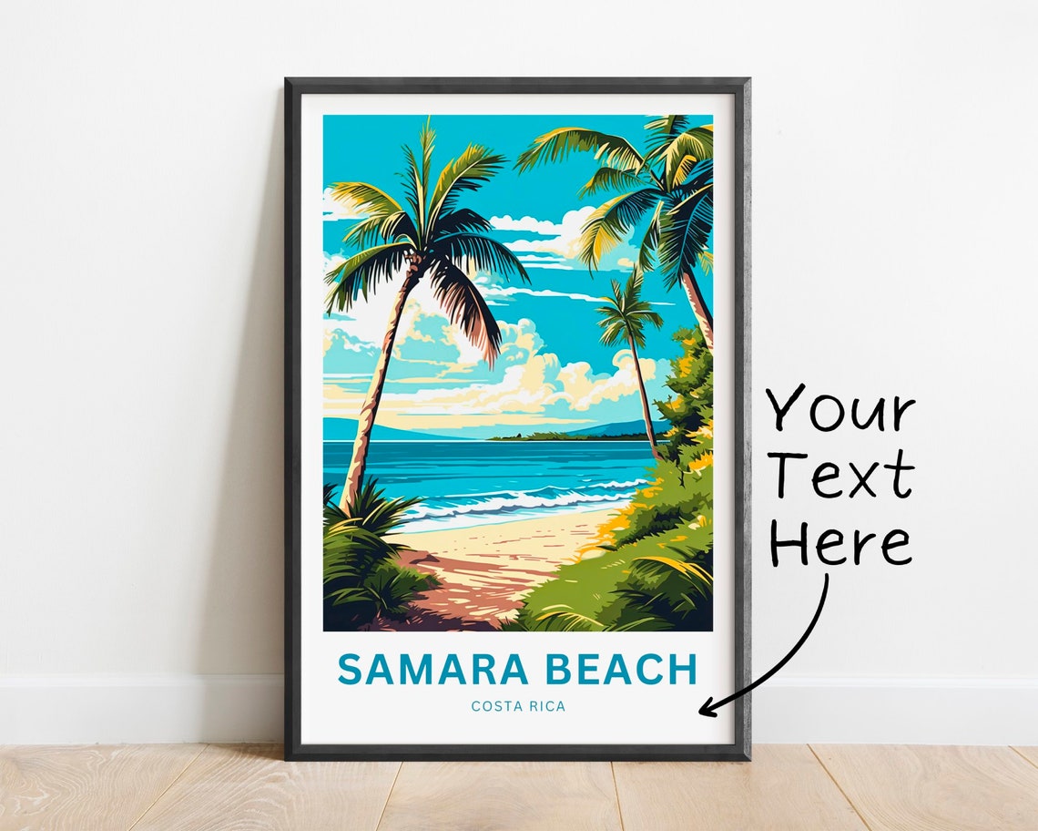 Personalized Samara Beach Costa Rica Tropical Palm Travel Poster