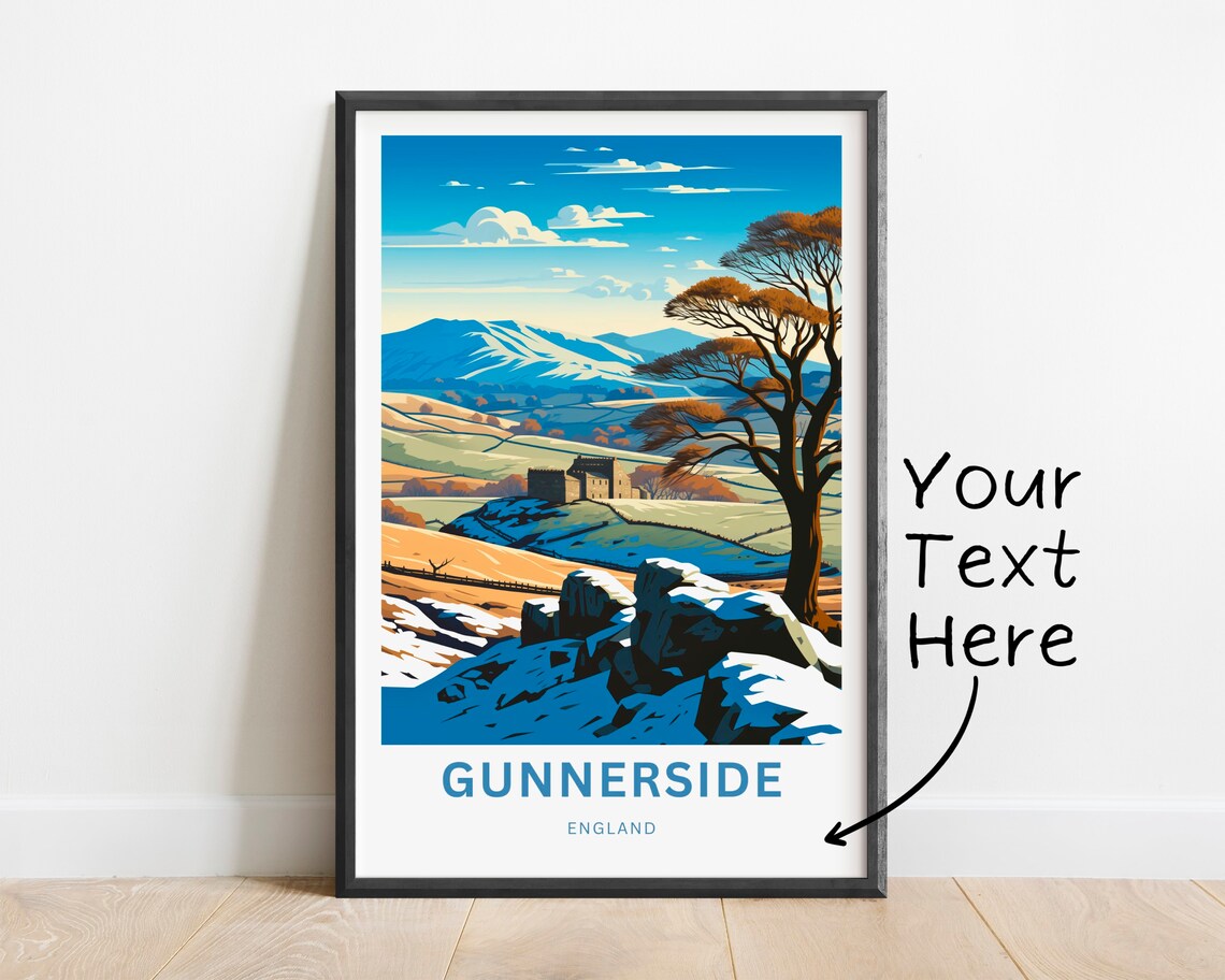 Gunnerside England Winter Snow Yorkshire Dales Travel Poster - Image 2
