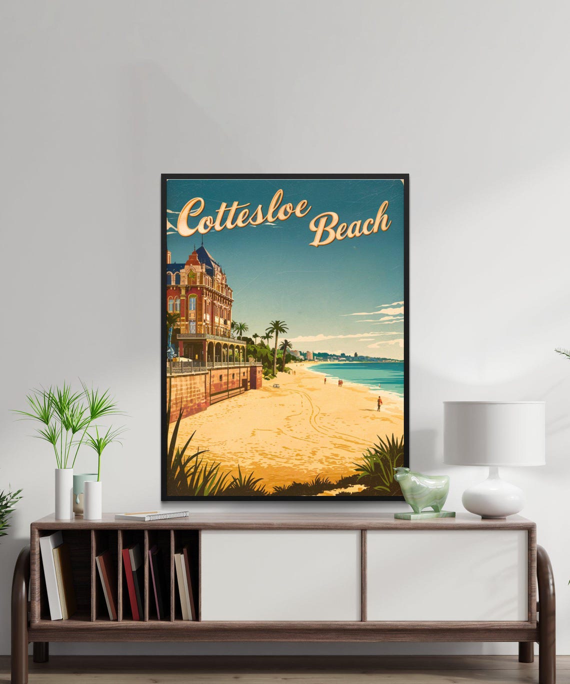 Cottesloe Beach Grand Hotel Sandy Shore Palms Vintage Travel Poster - Image 3