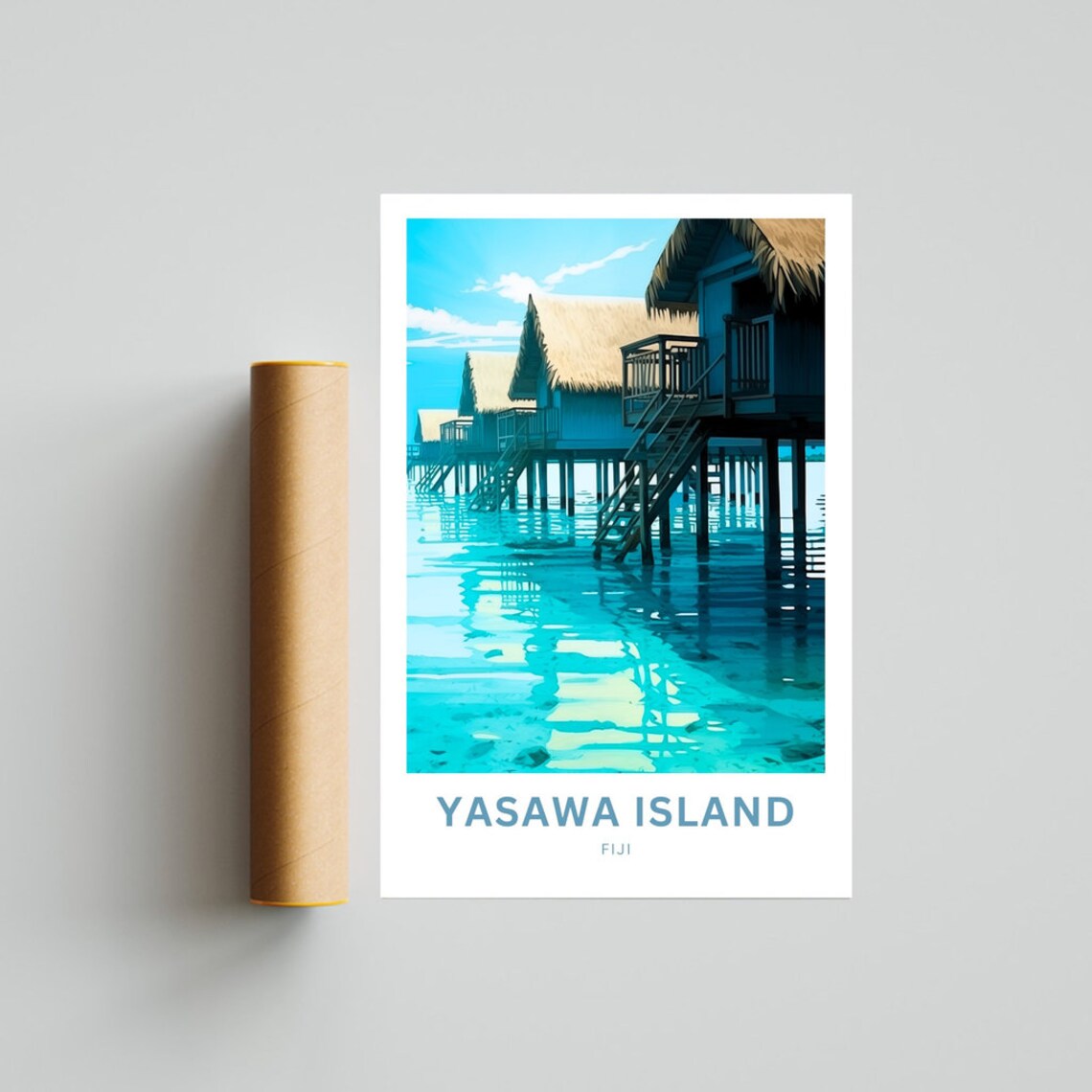 Yasawa Island Fiji Crystal Clear Lagoon Overwater Villa Poster - Image 4