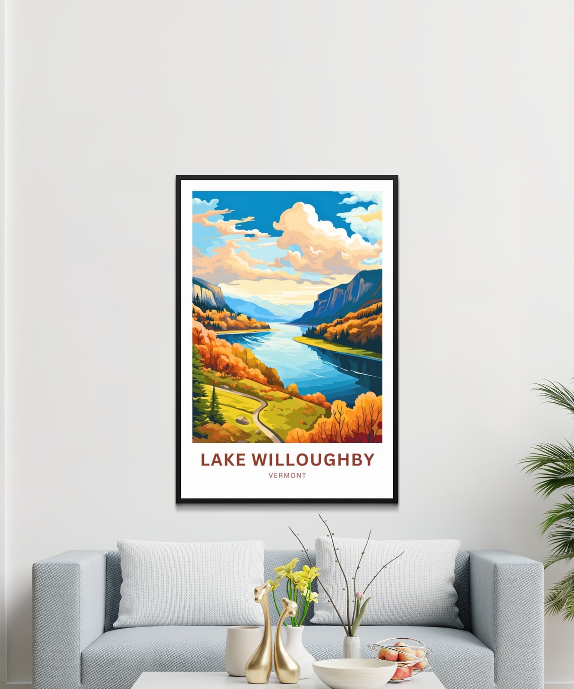 Personalized Lake Willoughby Vermont Fall Foliage Lake Poster - Image 3