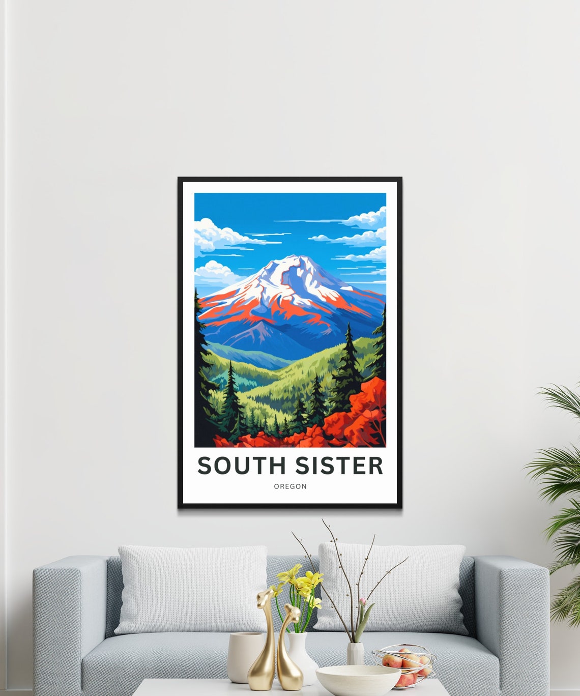 South Sister Oregon Snowcapped Cascade Peak Meadow Travel Poster - Image 3