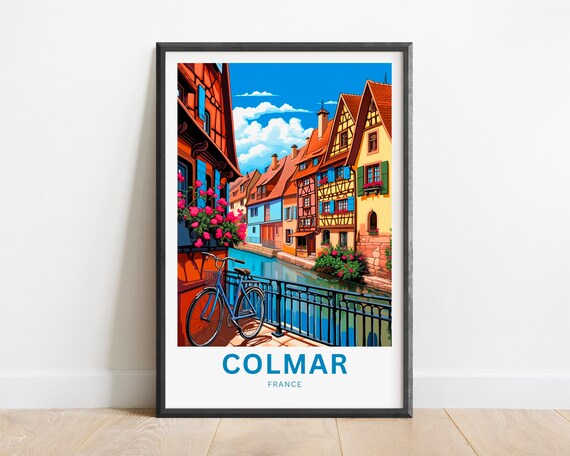 Colmar France Canal Bicycle Half Timbered Houses Travel Wall Poster