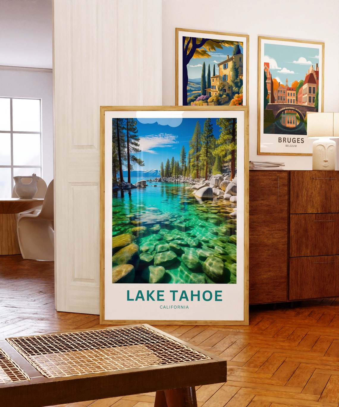 Lake Tahoe California Pine Shore Crystal Water Travel Poster - Image 5