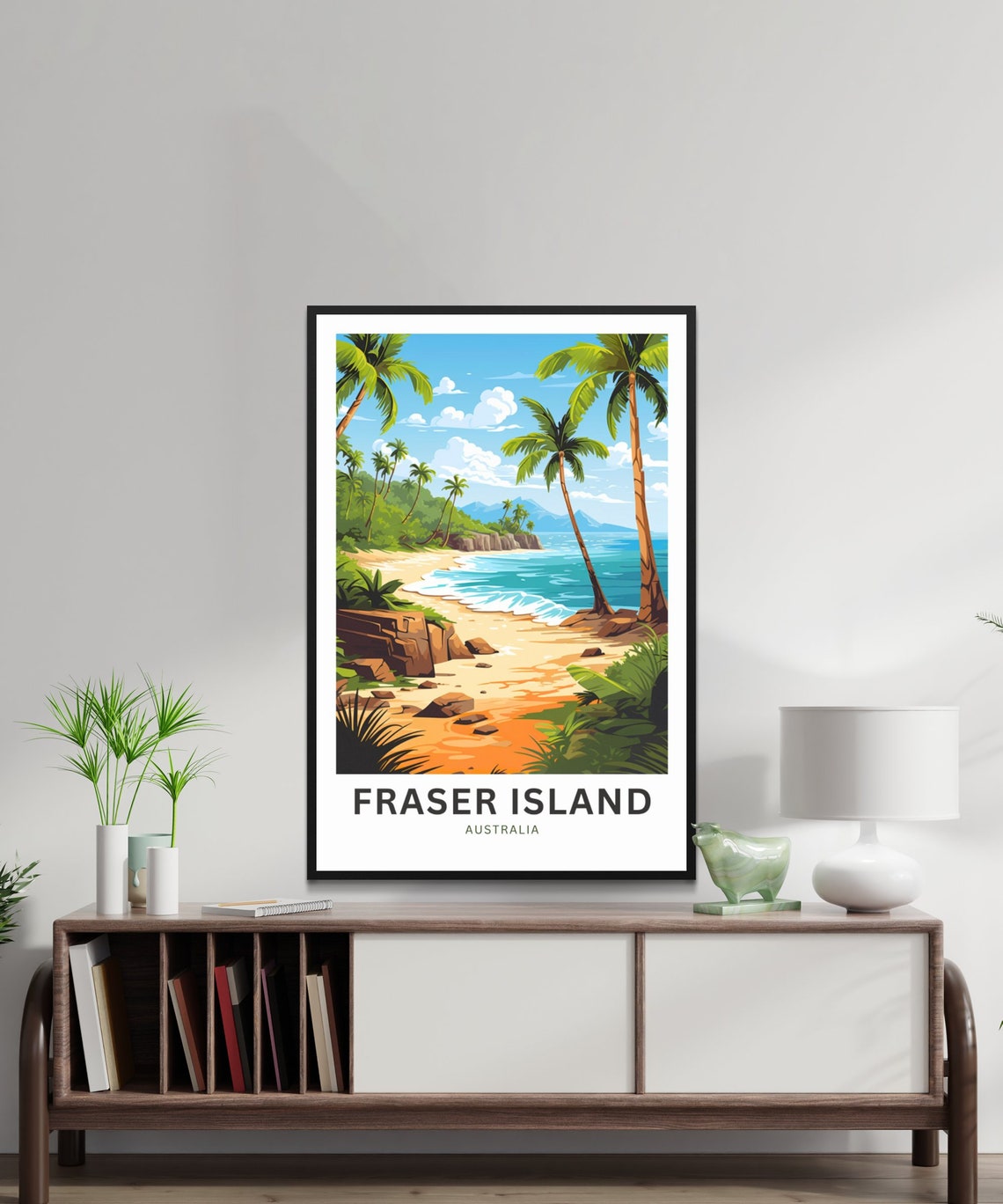 Fraser Island Australia Sandy Beach Palms Surf Travel Poster - Image 2