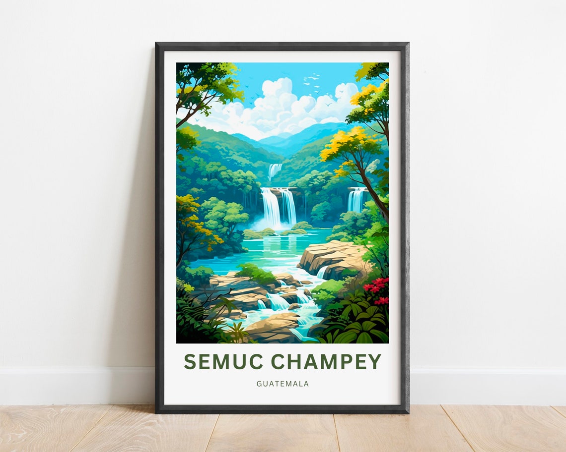 Semuc Champey Travel Print Semuc Champey Poster Guatemala Wall Art Framed Present Gift Mexico Present