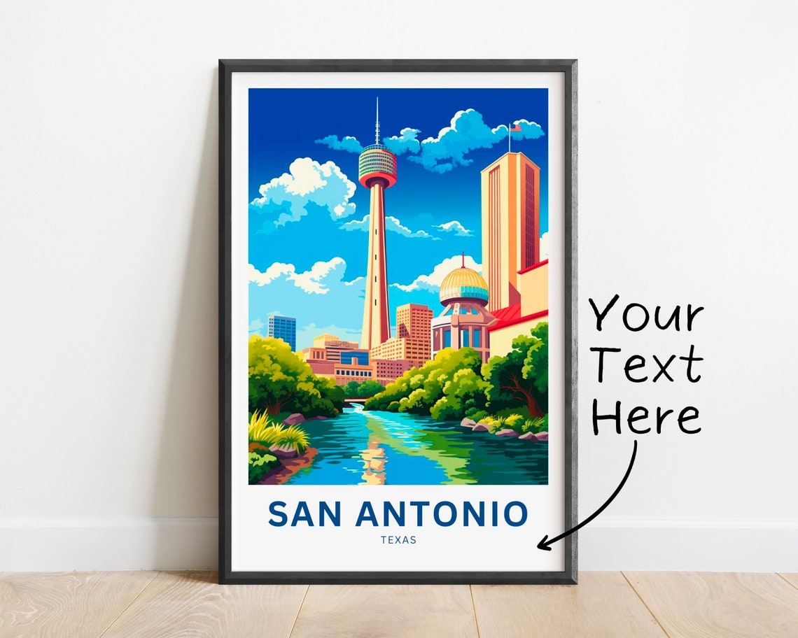 Personalized San Antonio Texas Tower River Custom Text Poster